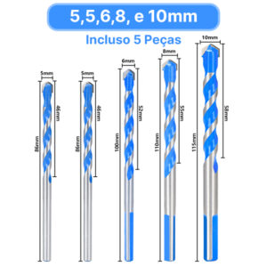 Jogo de 5 Brocas Multimateriais - ImpactDrill