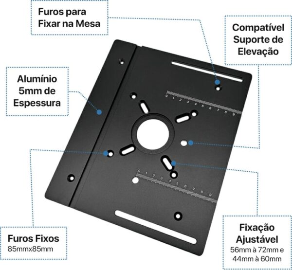 Placa InvertRouter Pro Black com Elevação para Tupia Manual - Imagem 6