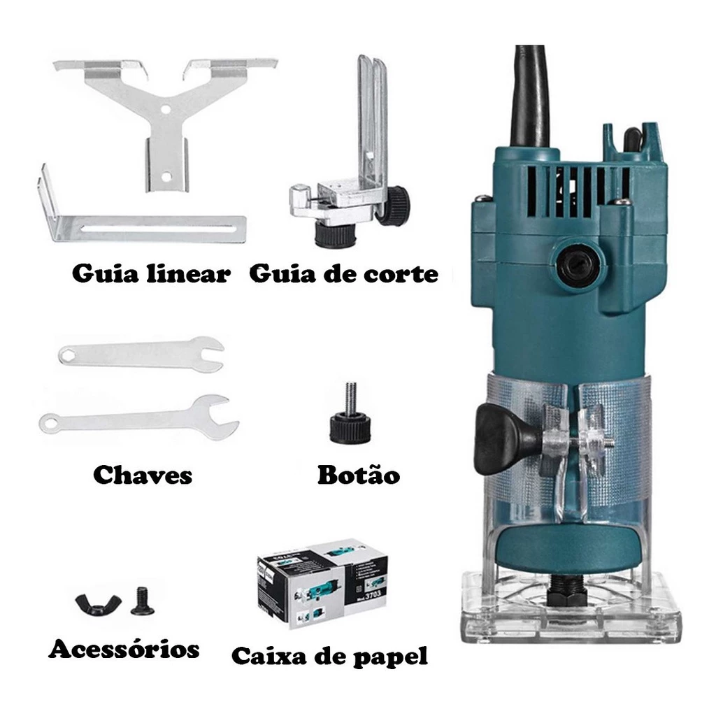 Tupia Manual Laminadora 6mm Com Guia Corte 710w - Imagem 3