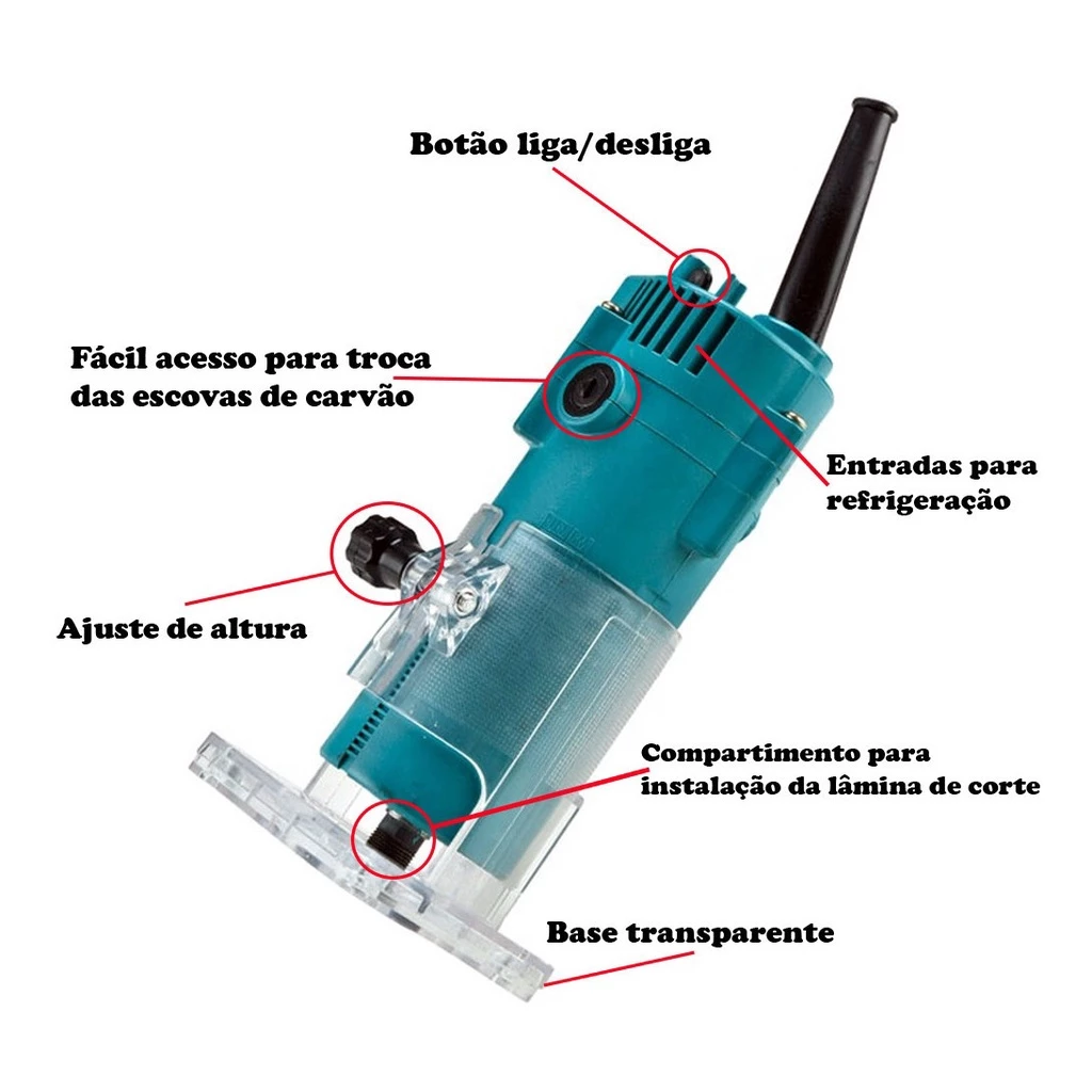 Tupia Manual Laminadora 6mm Com Guia Corte 710w - Imagem 4