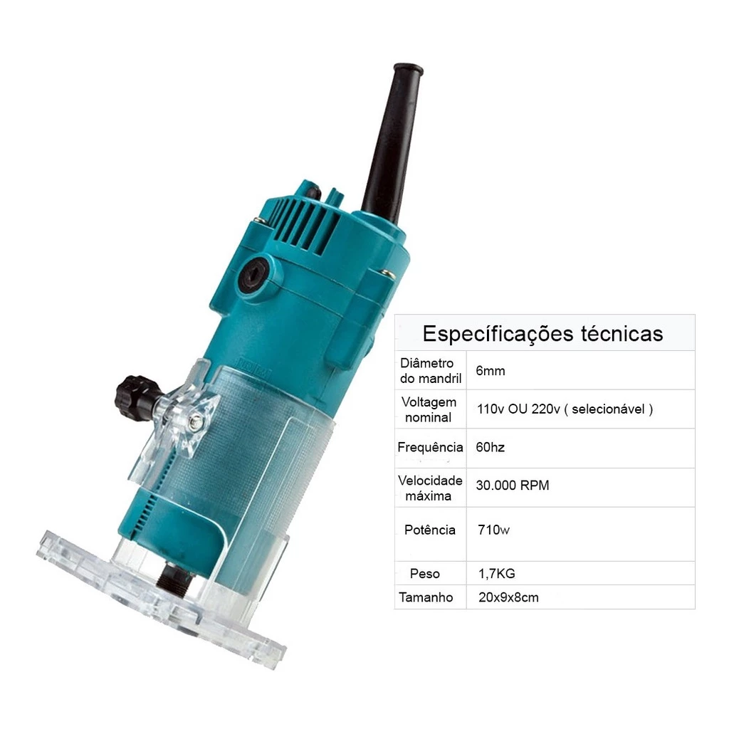 Tupia Manual Laminadora 6mm Com Guia Corte 710w - Imagem 5